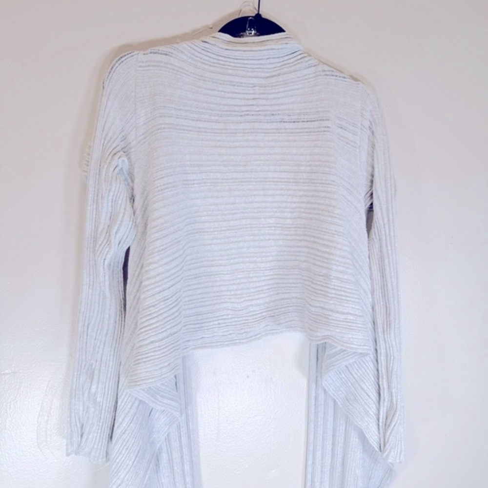 Olympic Gregory Greek open front knit sweater cardigan drape front gray cotton - Picture 2 of 15